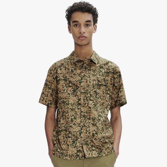 NWT A.P.C. Men's Lloyd Khaki Short Sleeve Casual Button Down Shirt Size S - Picture 9 of 10